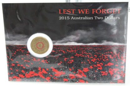 2015 Australia $2 Lest We Forget Coin On Card