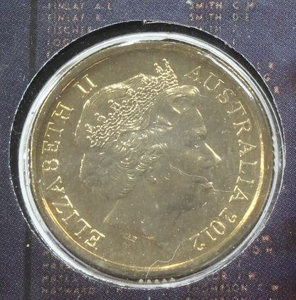 2012 Australia Remembrance Day $2 Red Poppy "C" Mint Mark UNC Coin On Card