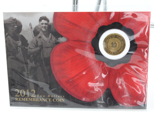 2012 Australia $2 Remembrance Gold Poppy Uncirculated Coin on Card