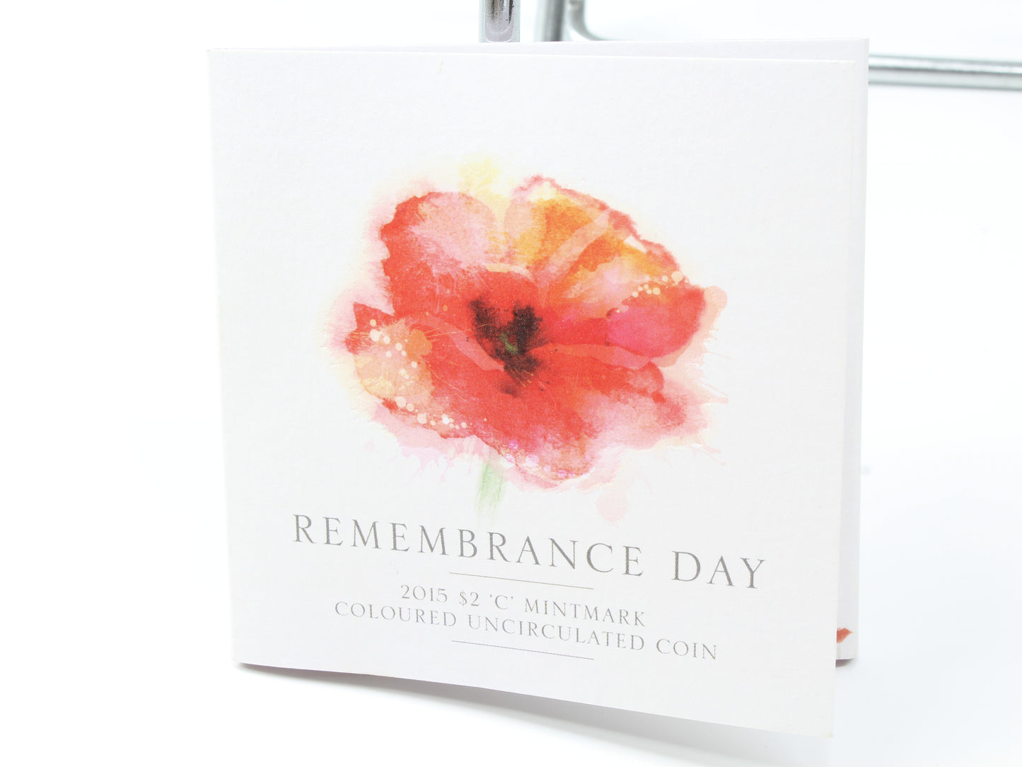 2015 Australia $2 Remembrance Day  'C' Mintmark  Coloured UNC Coin On Card