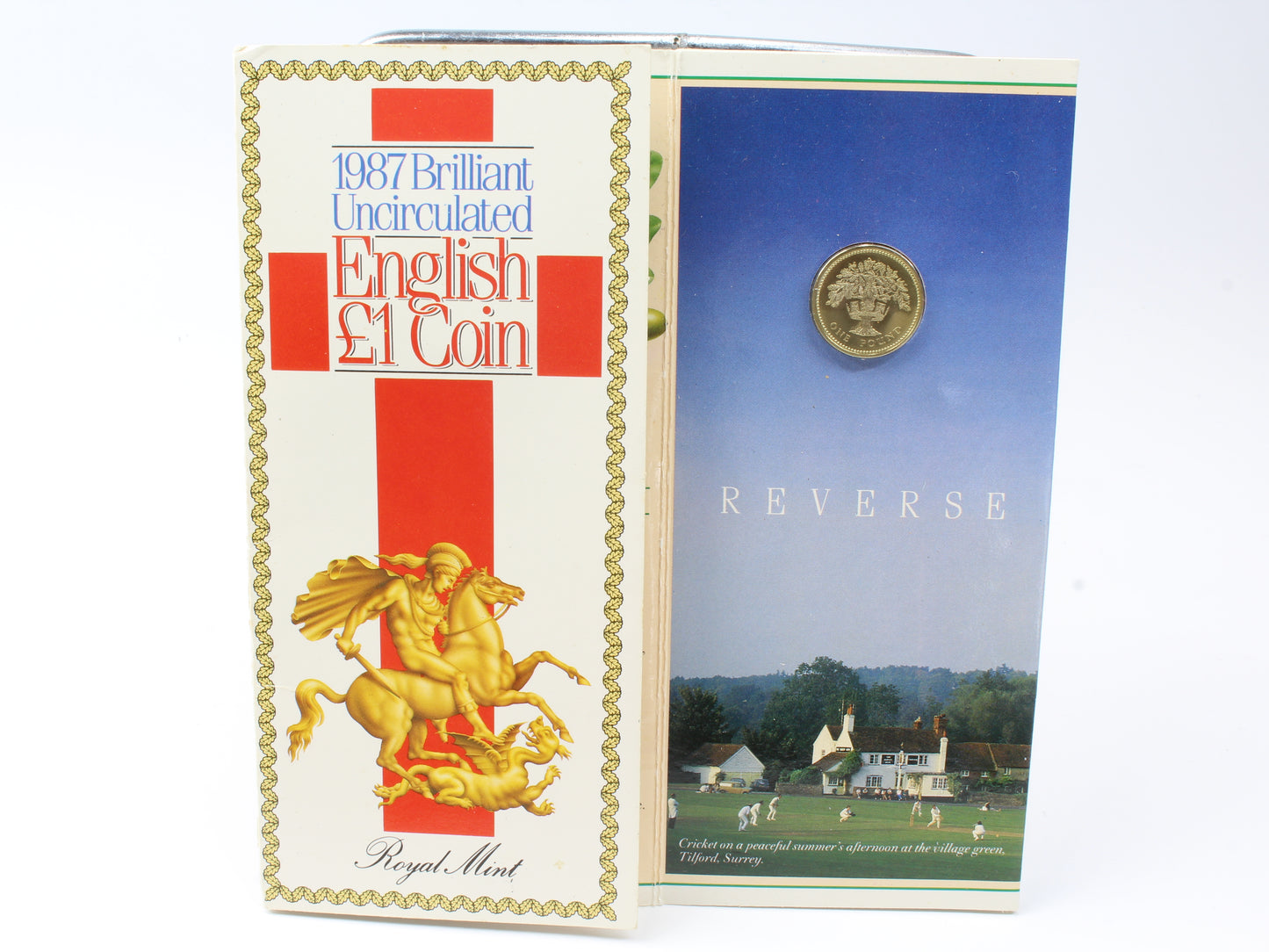 1987 & 1996 United Kingdom 1 Pound & 2 Pounds Coin on Card