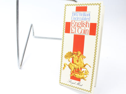 1987 & 1996 United Kingdom 1 Pound & 2 Pounds Coin on Card