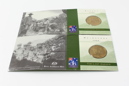 1999 Australia $1 The Last ANZAC S & M Mint Mark Uncirculated Coin On Card