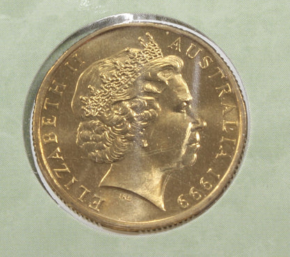 1999 Australia $1 The Last ANZAC S & M Mint Mark Uncirculated Coin On Card