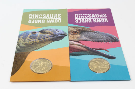 2022 Australia $1 Dinosaurs Down Under Coin On Card X 2