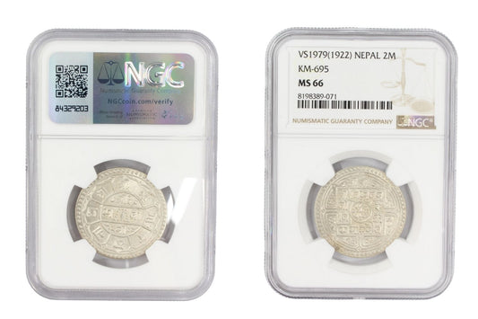VS1979 1922 NEPAL 2 mohurs Silver NGC MS 66 (Copy)