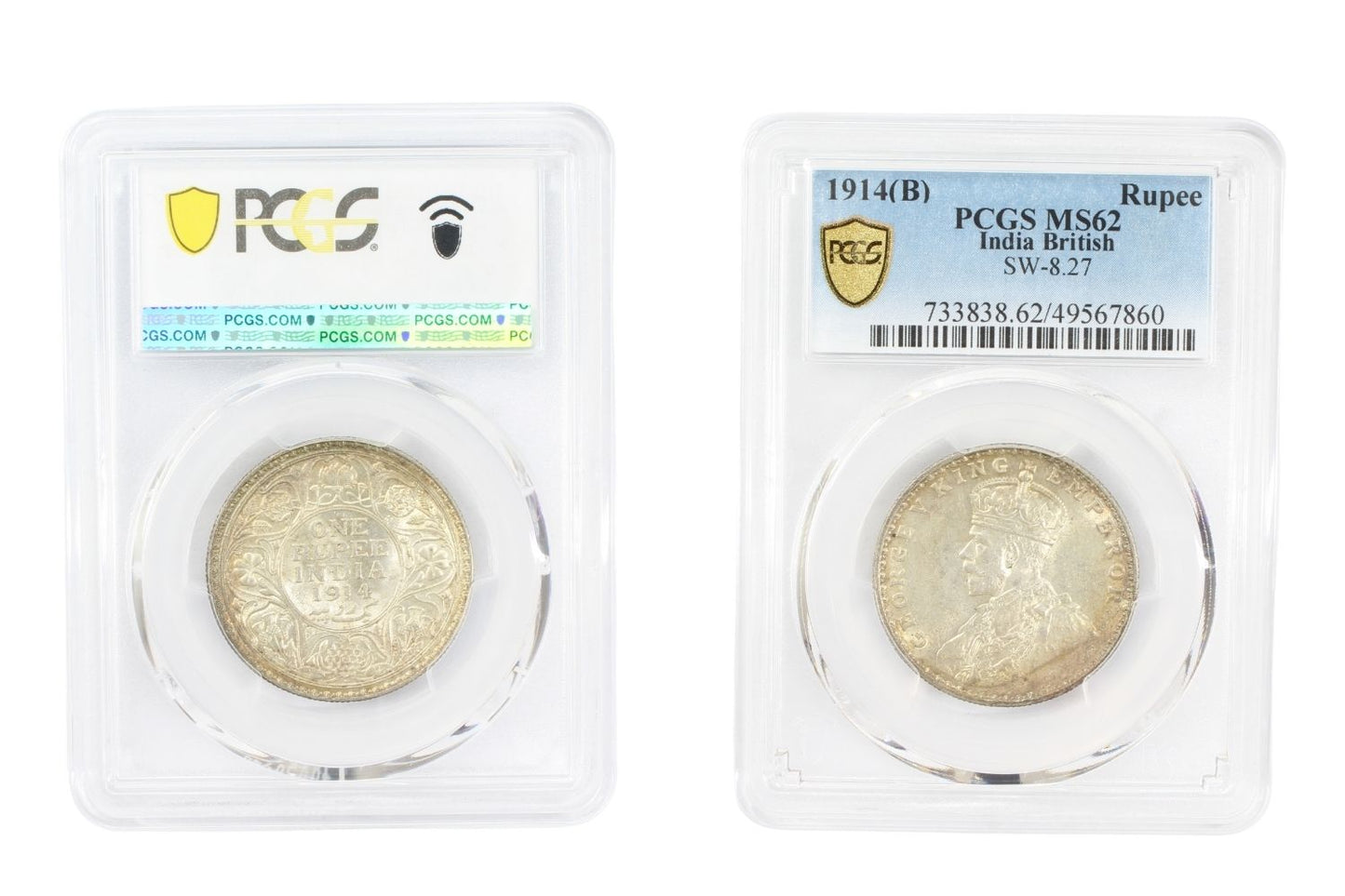 1914(B) British Rupee Coin PCGS MS 62