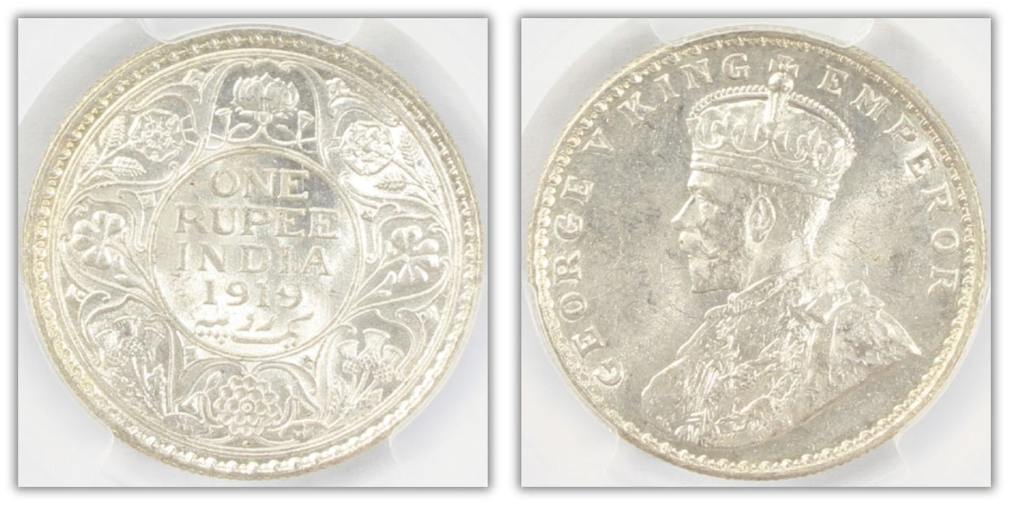 1919(B) British Rupee Coin PCGS MS 62