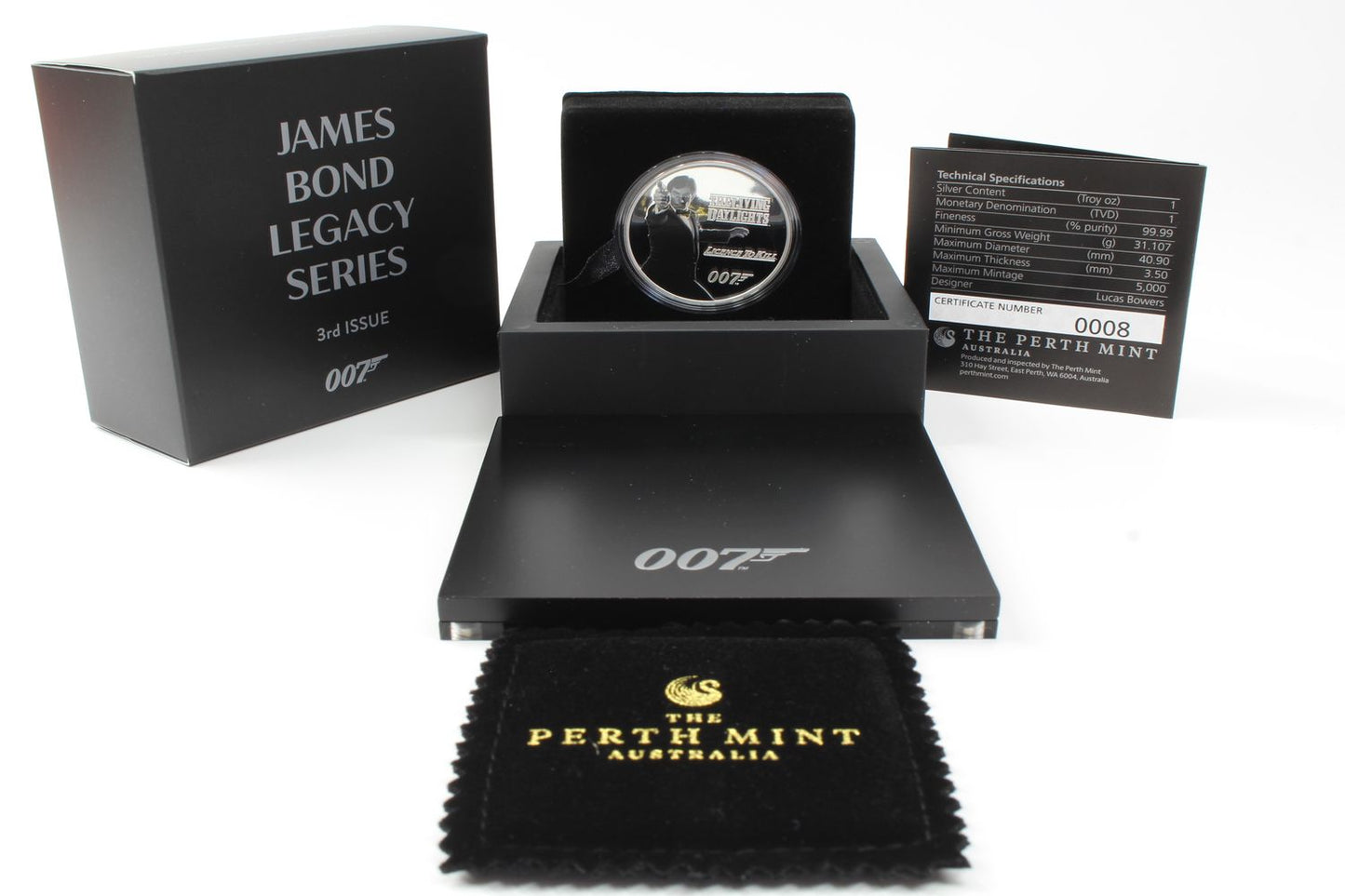 2023 Tuvalu $1 James Bond 3rd Issue 1Oz Silver Proof Coloured Coin CERT# 0008