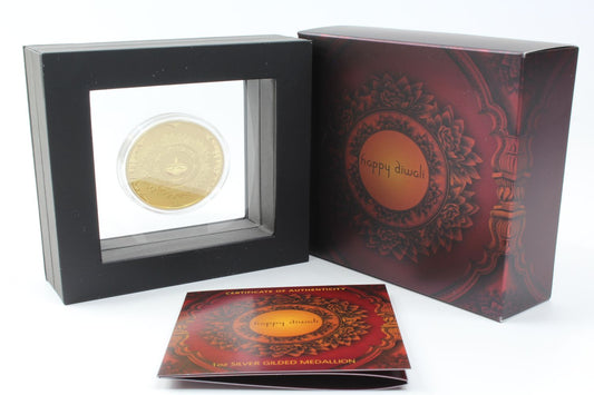 2023 Perth Mint Happy Diwali 1oz Silver Gilded Medallion