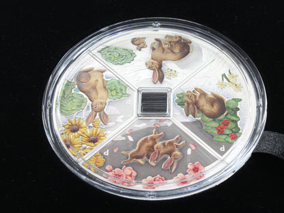 2023 Tuvalu $1 Year of the Rabbit Quadrant 1oz Silver Four Coin Set