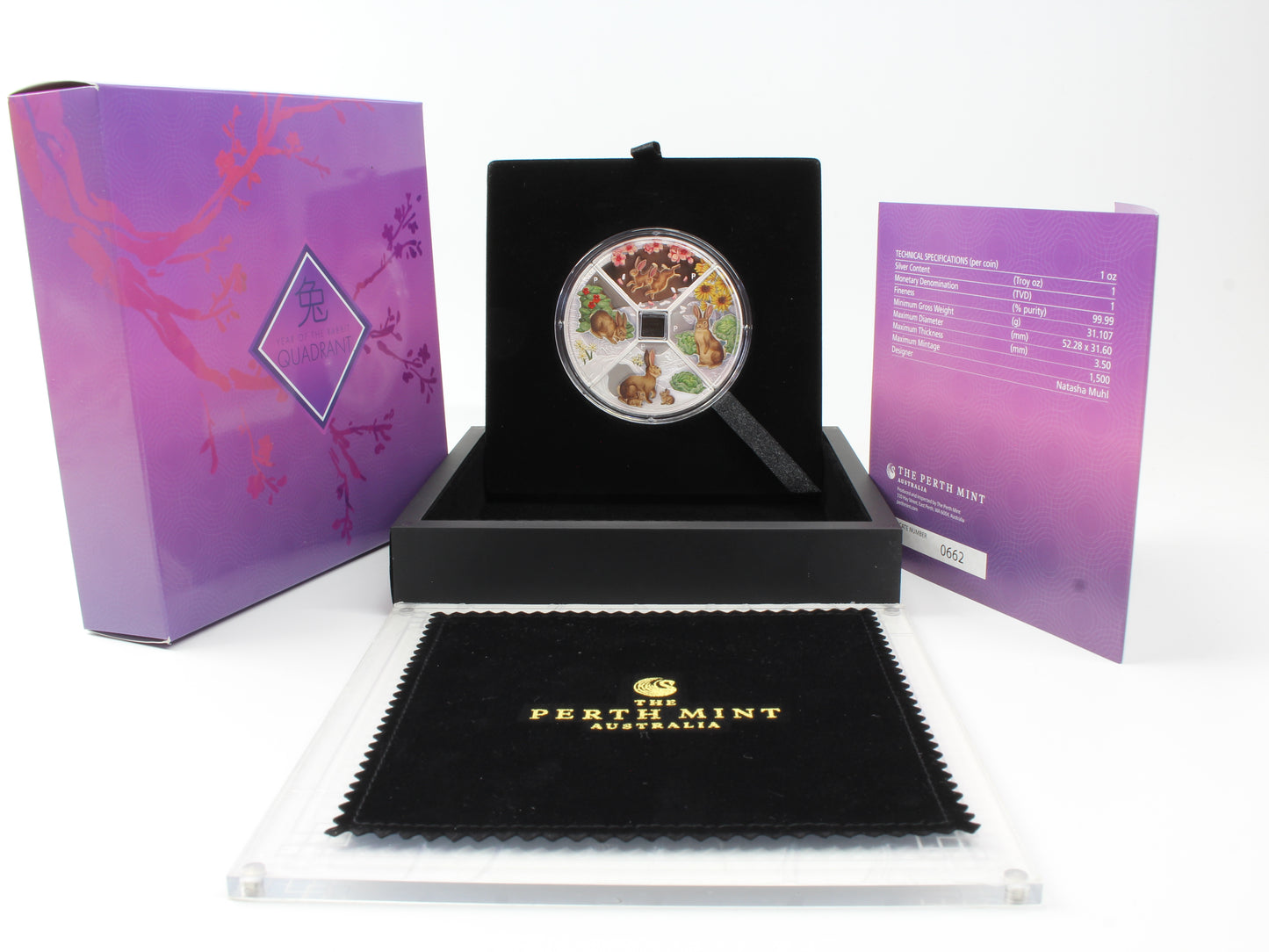 2023 Tuvalu $1 Year of the Rabbit Quadrant 1oz Silver Four Coin Set