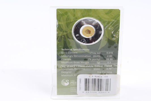 2015 Australia $2 Koala Mini 0.5 Gram Gold Coin On Card