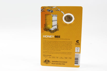 2022 Australia $2 Honey Bee 'C' Mintmark Coloured Coin On Card