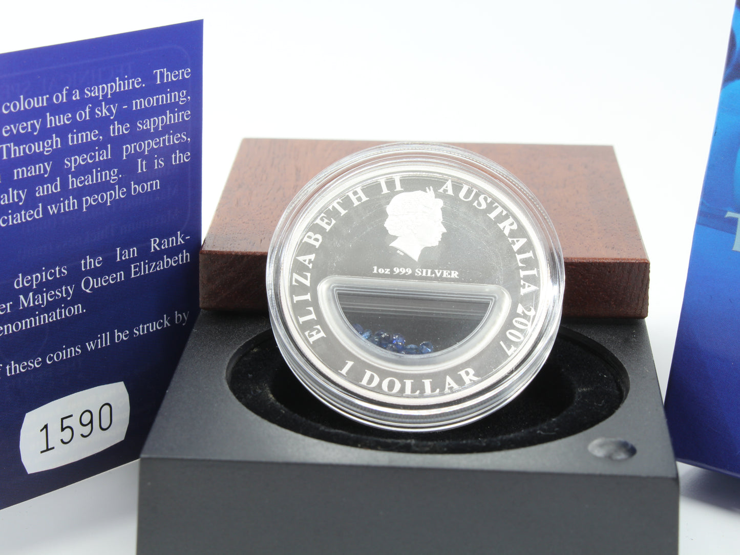 2007 Australia $1 Treasures of Australia Sapphires 1oz Silver Proof Locket Coin