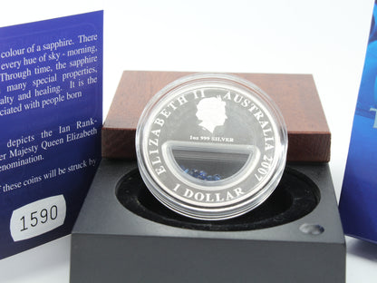 2007 Australia $1 Treasures of Australia Sapphires 1oz Silver Proof Locket Coin