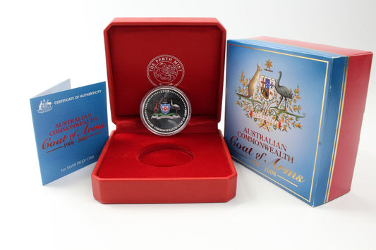 2008 Australian $1 Commonwealth Coat of Arms 1 Oz Silver Proof Coin