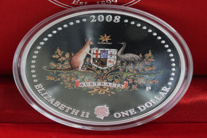2008 Australian $1 Commonwealth Coat of Arms 1 Oz Silver Proof Coin