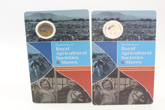 2022 Australia $1 Bicentenary of Royal Agricultural Coloured Coin On Card