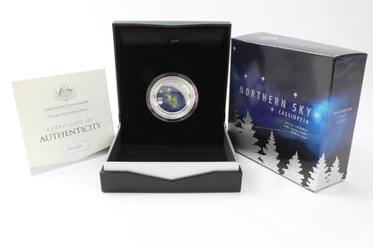 Australia 2016 Northern Sky CASSIOPEIA $5 Coloured 1 Oz Silver Proof Domed Coin