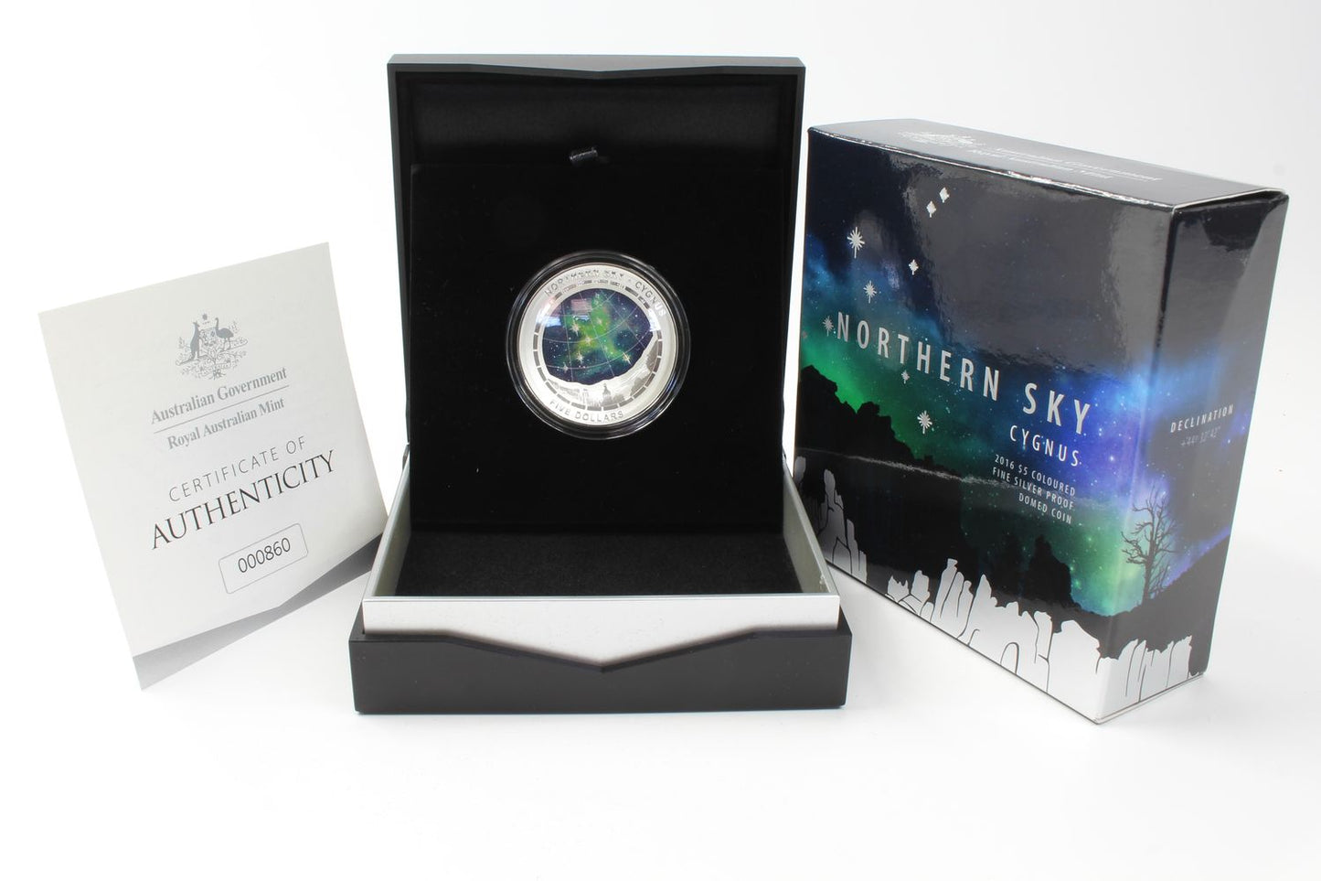 Australia 2016 Northern Sky Cygnus $5 Coloured 1 Oz Silver Proof Domed Coin