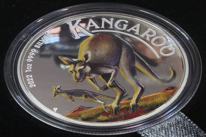 2022 Australia $1 Kangaroo 1 Oz Silver High Relief Coloured Coin