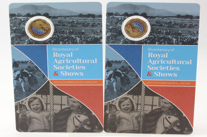 2022 Australia $1 Bicentenary of Royal Agricultural Coloured Coin On Card