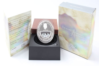 2008 Australia $1 Treasures of Australia Opals 1oz Silver Proof Locket Coin