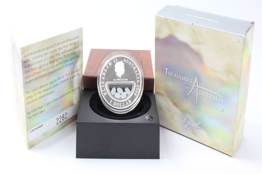 2008 Australia $1 Treasures of Australia Opals 1oz Silver Proof Locket Coin
