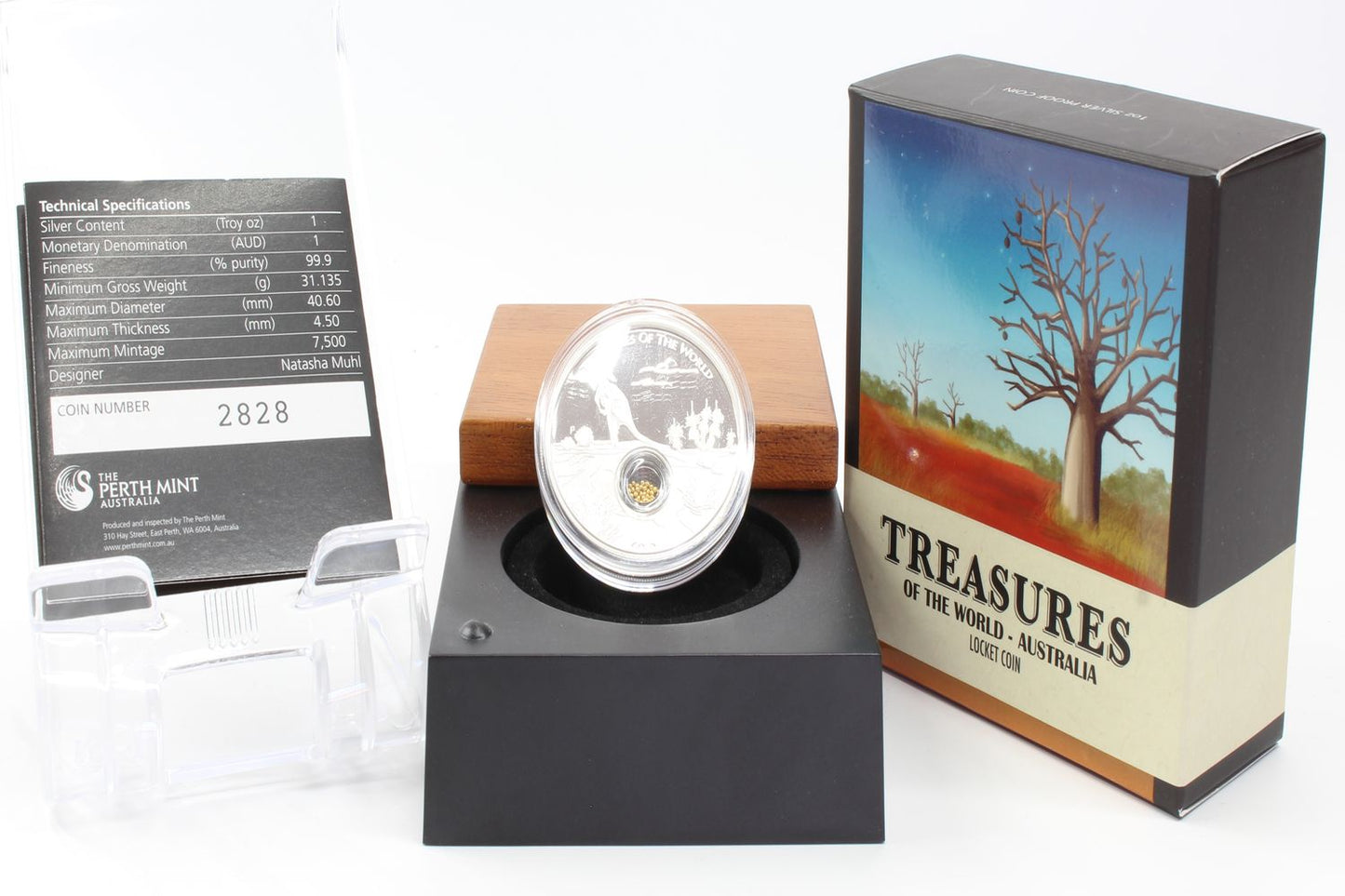 2014 Australia $1 Treasures of The World Gold 1oz Silver Proof Locket Coin