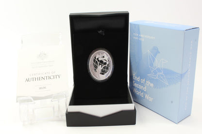 2020 Australia $5 End of WWII 75th Anniversary 1 Oz Silver Proof Coin