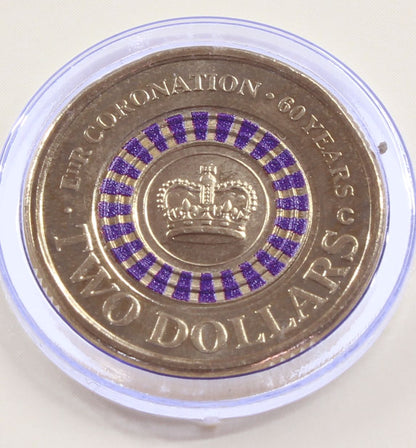 2013 Australia Coronation Queen Elizabeth ll 60th $2 Coin Coloured C On Card