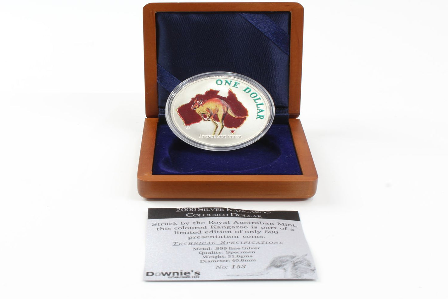 2000 Australia $1 Kangaroo 1 Oz Silver Coloured Coin