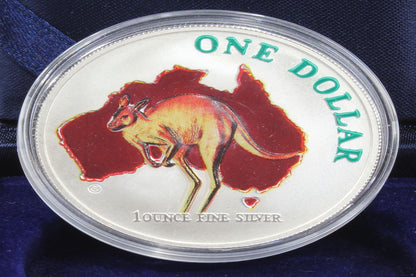 2000 Australia $1 Kangaroo 1 Oz Silver Coloured Coin