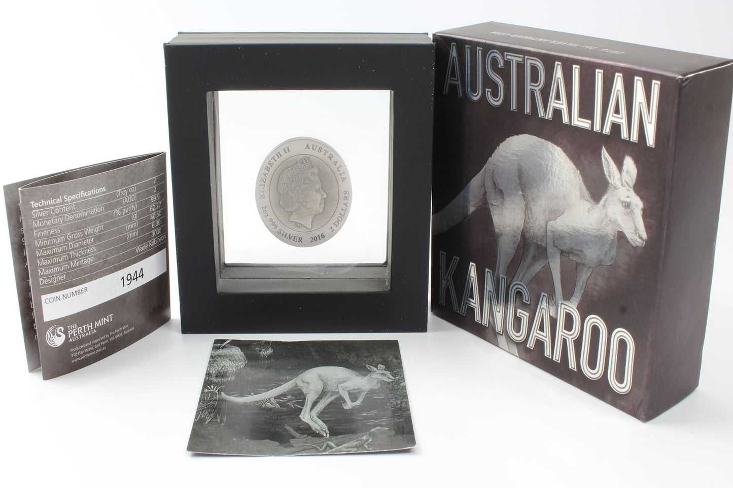 2016 Australia $2 Kangaroo 2 Oz Silver Antiqued Coin