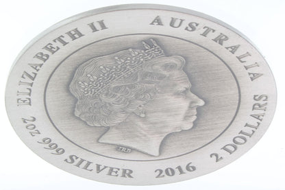 2016 Australia $2 Kangaroo 2 Oz Silver Antiqued Coin