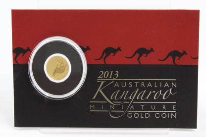 2013 Australia $2 Kangaroo Miniature 0.5 Gram Gold Coin On Card