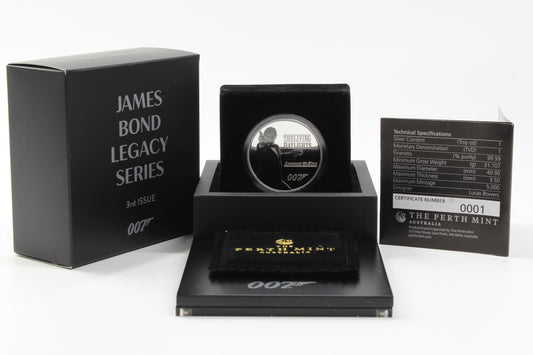 2023 Tuvalu $1 James Bond 3rd Issue 1Oz Silver Proof Coloured Coin CERT# 0001