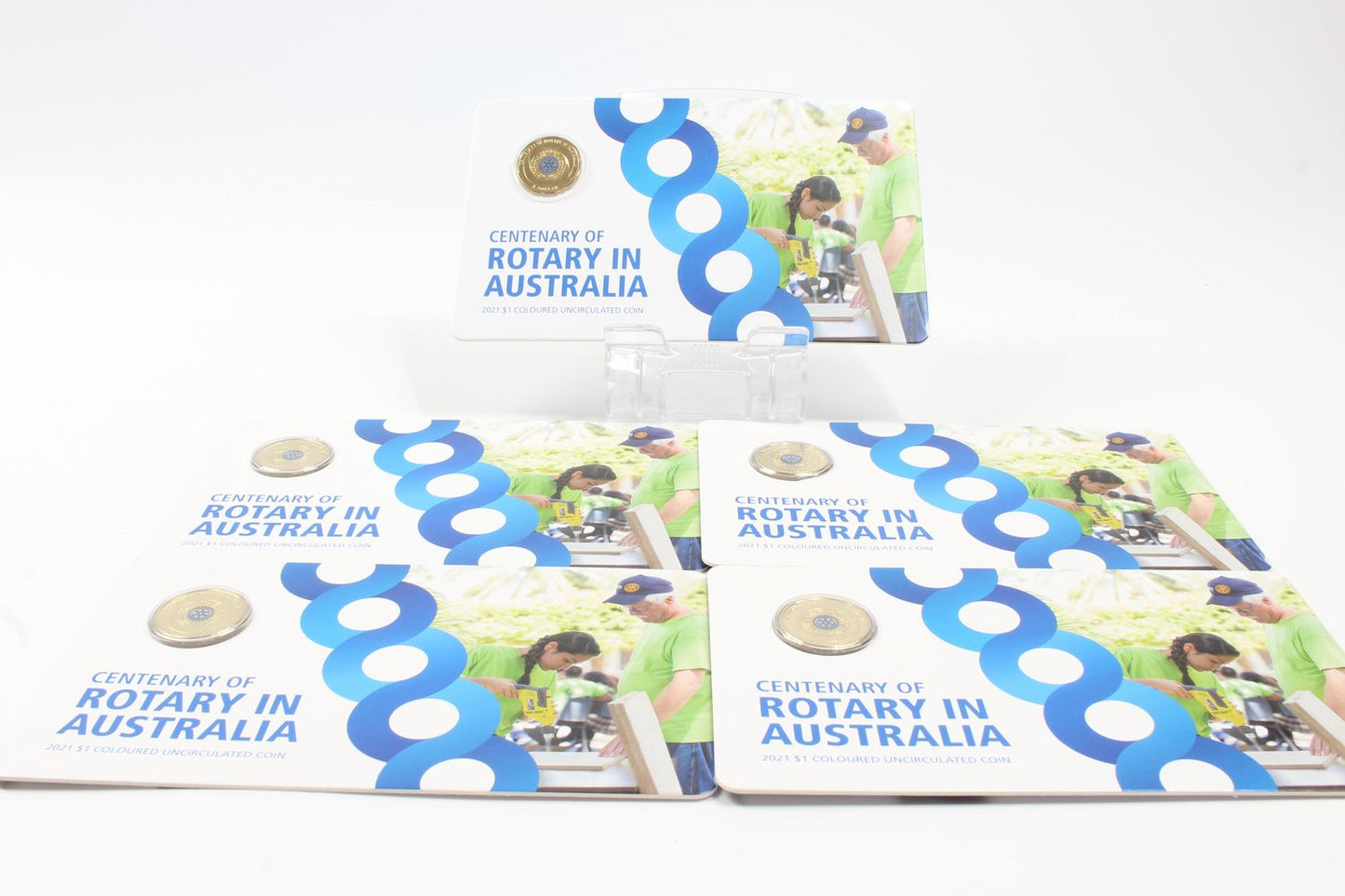 2021 Australia $1 Centenary of Rotary In Australia Coloured UNC Coin On Card X5