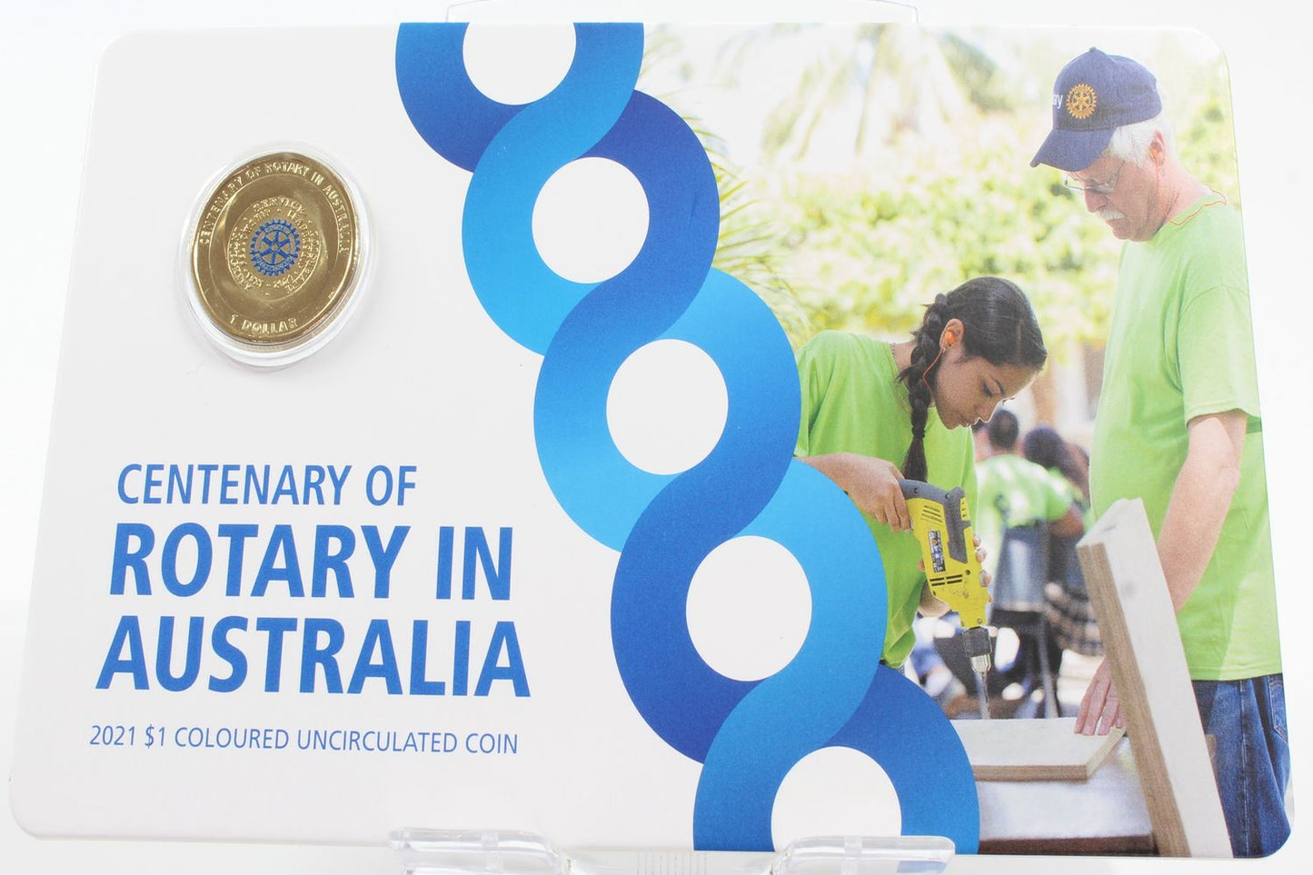 2021 Australia $1 Centenary of Rotary In Australia Coloured UNC Coin On Card X5