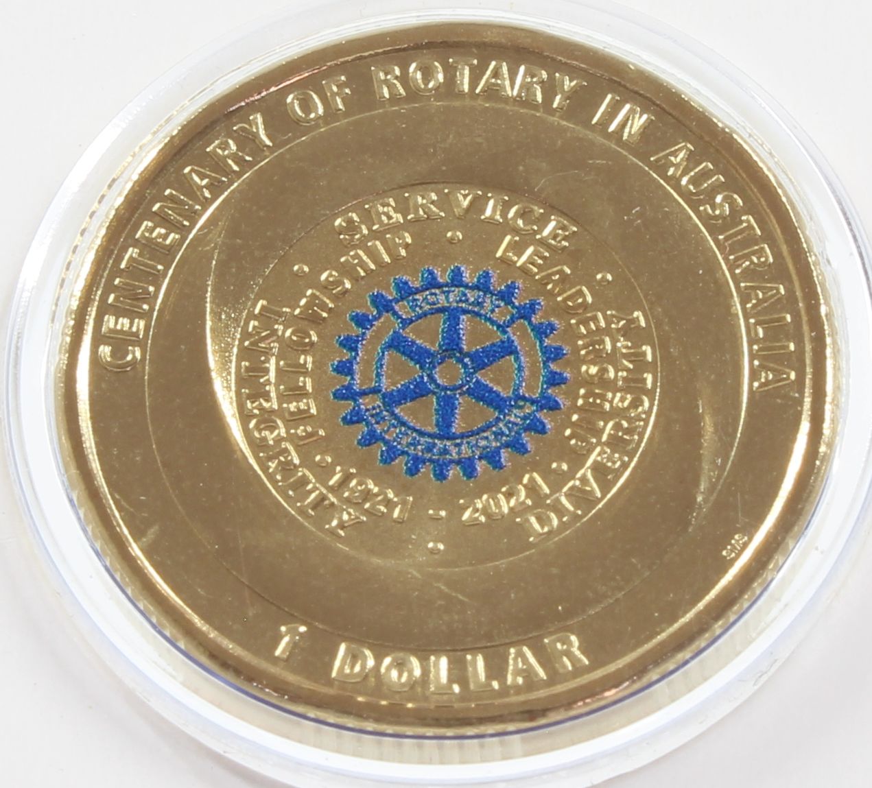 2021 Australia $1 Centenary of Rotary In Australia Coloured UNC Coin On Card X5