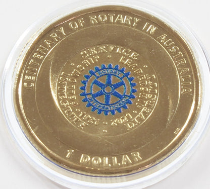 2021 Australia $1 Centenary of Rotary In Australia Coloured UNC Coin On Card X5