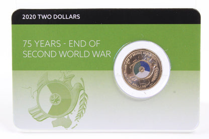 2020 Australia $2 End of Second World War 75 Years Coin On Card