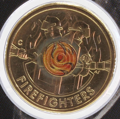 2020 Australia $2 Firefighters Brave Coloured UNC Coin On Card