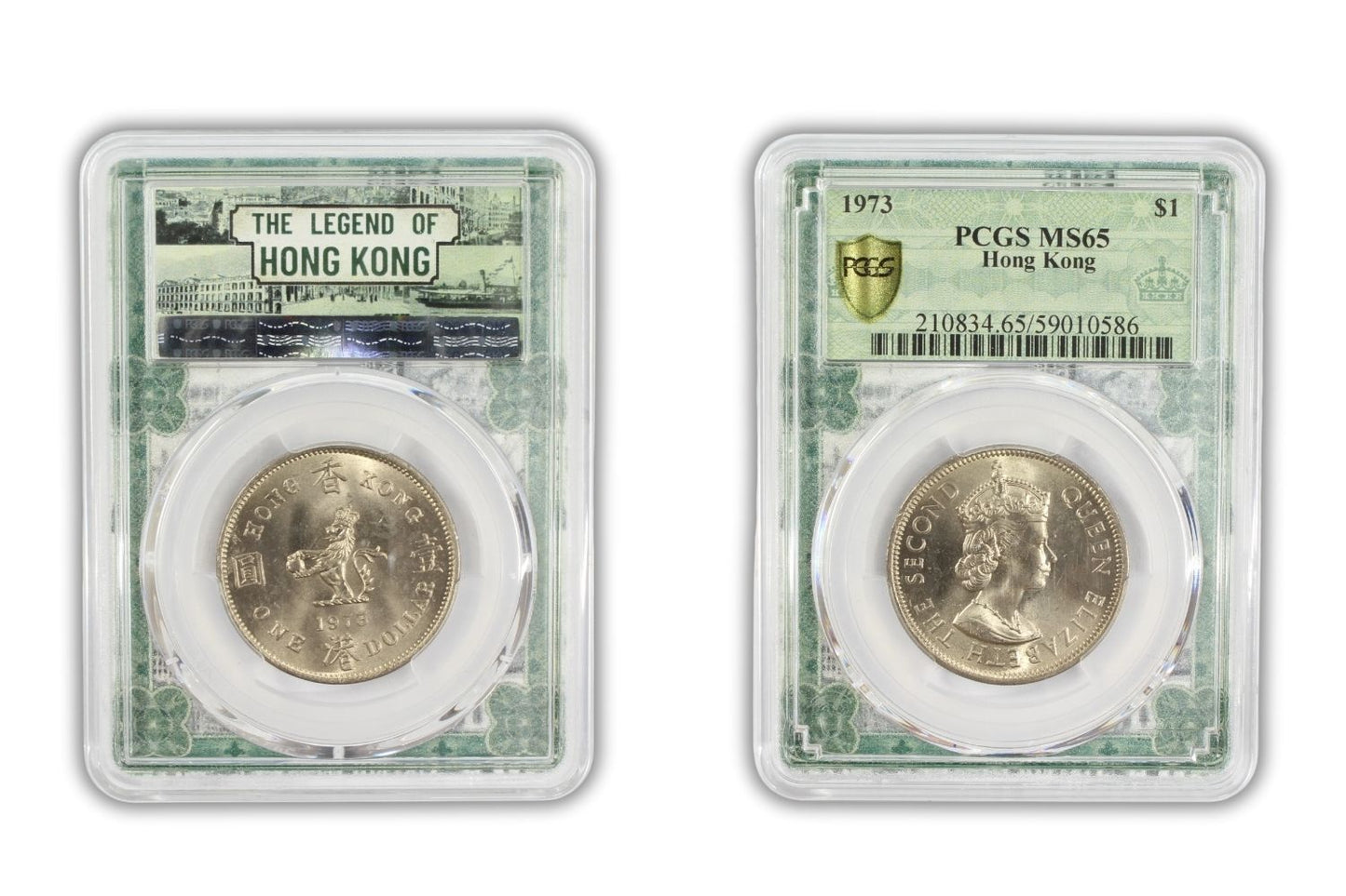 1973 Hong Kong $1 Coin PCGS MS 65 Special Label Legend of Hong Kong