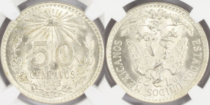 1943M Mexico 50 Centavos Coin NGC MS 66