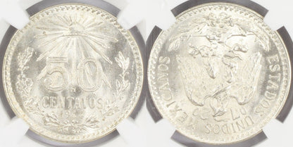 1944M Mexico 50 Centavos Coin NGC MS 66