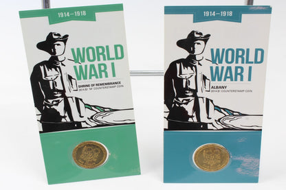 2014 Australia $1 World War I Shrine of Remembrance & Albany Coin On Card