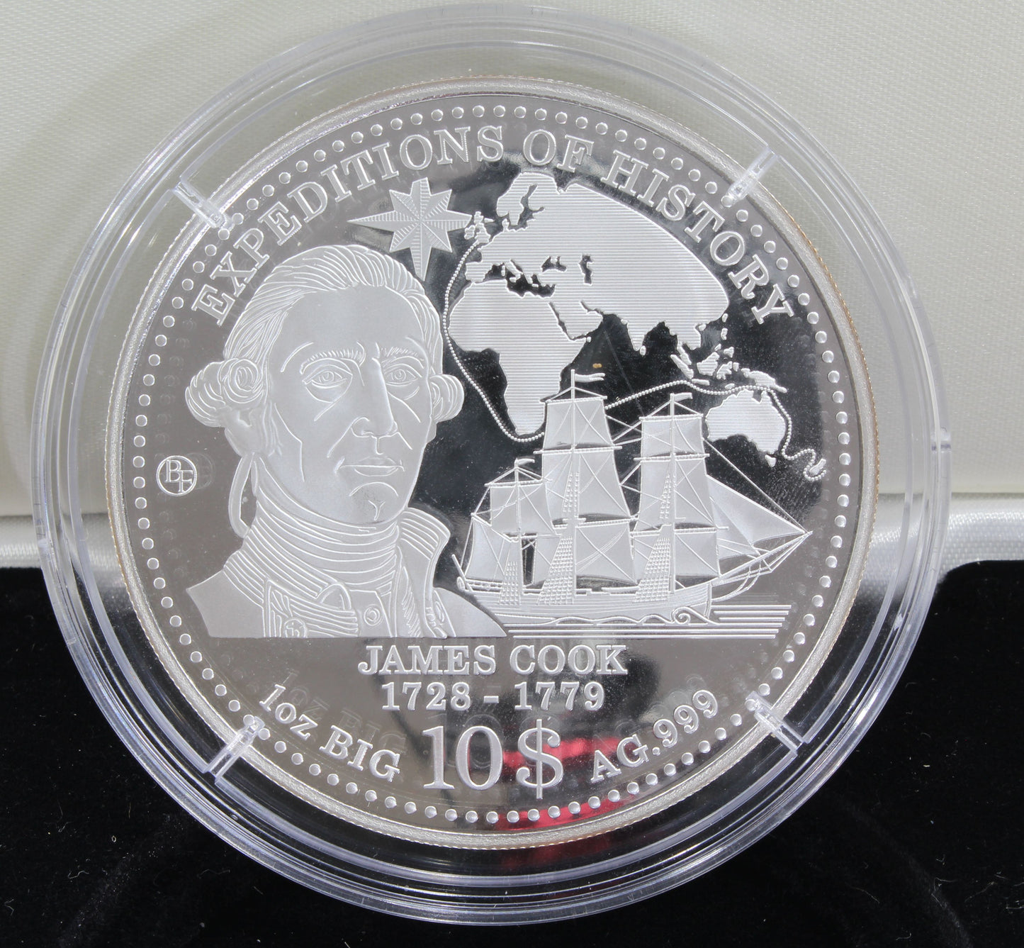 2013 Cook Islands $10 Expeditions of History James Cook Silver Proof Coin
