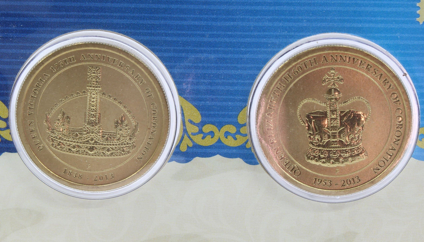 2013 Australia $1 Celebrating the Queens Coronations Two Coin On Card X2